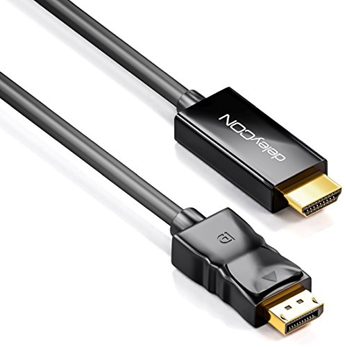 deleyCON 3m DisplayPort zu HDMI Kabel – High Speed / FullHD 1080p / 3D / HDCP / Audioübertragung – DP Stecker auf HDMI Stecker Adapterkabel – Schwarz - 3