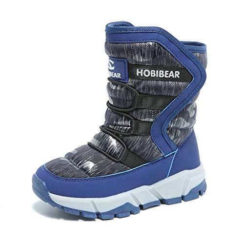 Preisvergleich Produktbild populalar Winterstiefel Kinder Winterschuhe Jungen Mädchen Schneestiefel Wasserdichte Stiefel Warm Winter Schuhe Snowboots Gefüttert Schneeboots Unisex für Herbst Outdoor,Blau,28