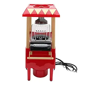 Retro Model Automatic Popcorn Machine, Household Corn Popper for Party Birthday Gift Red (41 * 25 * 20)