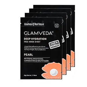 Glamveda Pearl Whitening Korean Sheet Mask Pack Of 4 | 100 gm