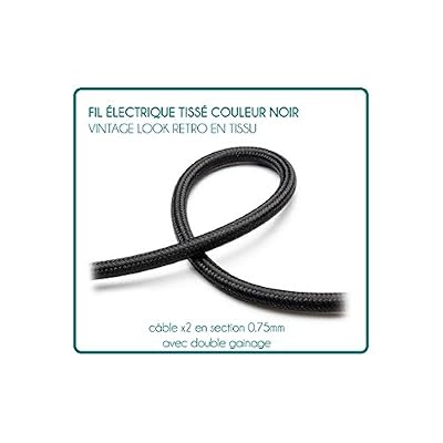 Desineo Fil électrique tissé de couleur noir vintage look retro en tissu
