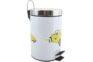 MSV Poubelle à cosmétiques Acier Inoxydable Coccinelle avec Récipient intérieur Amovible Salle de Bains Poubelle à pédale Boîte à ordures – 3 litres