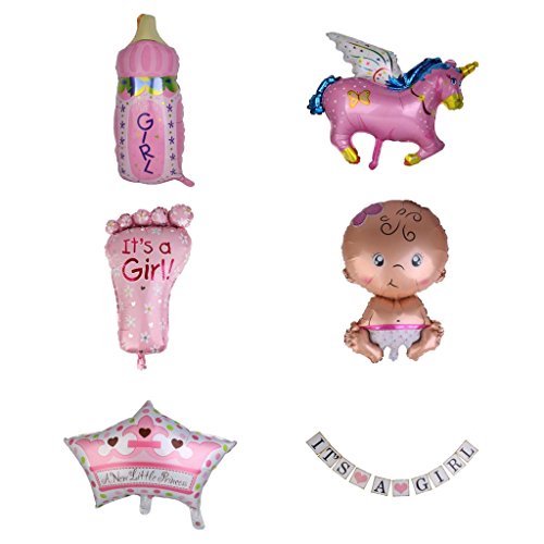 Gazechimp 6er Folienballon Boy / Girl Set Baby Party Geburt Fuß Flasche Luftballons