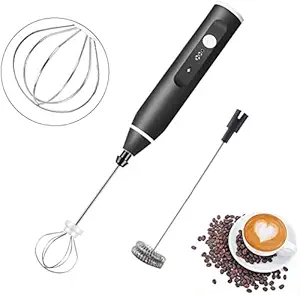 Milk Frother, Immersion Blender Cordlesss Foam Maker USB Rechargeable Small Mixer Handheld with 2 Stainless Whisks?Wisker for Stirring 3-Speed Adjustable Mini Frother for Cappuccino Latte Coffee Egg