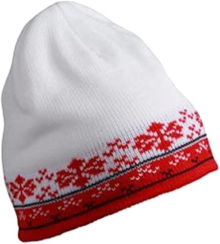 Euro Fair Isle Beanie Hat Warm Wooly Cap in 5 Colours MB7969 (White/Red/Navy)