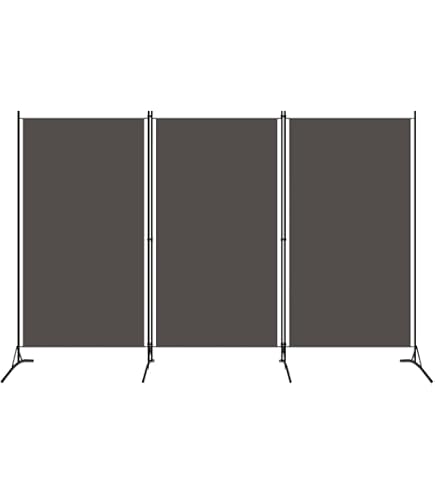 Paravent Pliable Jiubiaz - 5 Panneaux 284x181cm - Roulettes Avec Freins - Beige - Pour Bureau Ou Maison