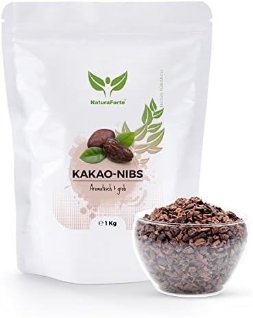 NaturaForte Cocoa Nibs 1kg, Low Carb Bean Vegan, Strongly de-oiled, No added sugar, For baking