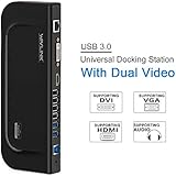 Wavlink Universal Docking Station USB 3.0 Dock with Dual Video Display Outputs HDMI/DVI/VGA up to 2048 x 1152, Gigabit Ethernet, 6 USB ports, Audio Output/Input for Laptop, Ultrabook and PCs