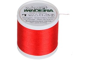 Madeira 9845–1838 2 Plis Polyneon Polyester Fil à Broder, 40 WT/135d 402,3 m, Rouge Coquelicot