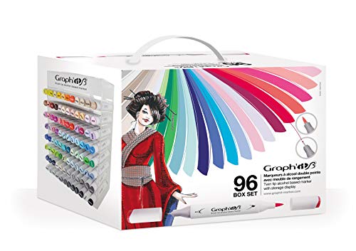 Graph'it GI80096 Brush Coffret de 96 Marqueurs à alcool avec Présentoir
