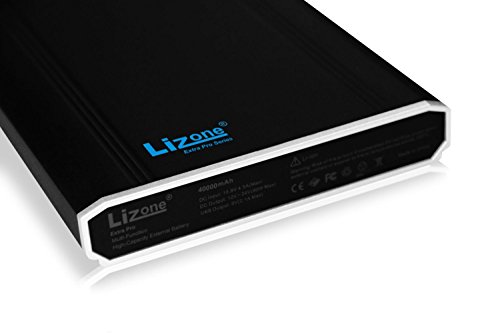 Lizone® Extra Pro Super Kapazität 40000mAh tragbar Externer Akku Batterie Power Bank Ladegerät mit Notizbuch, Laptop Apple MacBook Air , MacBook Pro , MacBook , Powerbook und iBook ; HP Compaq Pavilion , Mini, ElifeBook , ProBook , Presario , Neid und G; IBM Lenovo ThinkPad und IdeaPad; USB-Port für iPad Air, iPad Mini, iPad und iPhone ; Samsung Galaxy Nexus , MOTO , G, LG , HTC und Mehr -Aluminium Körper als Original MacBook Körper (nicht Kunststoff ) – 18 Monate Garantie (40000mAh Schwarz) - 5