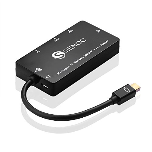 Sienoc 4 in1 Thunderbolt Mini DP zu auf VGA HDMI DVI Audio Kabel Adapter | Mini Display Port Konverter | 3 in 1 MiniDisplay zu VGA HDMI DVI Adapter für Apple MacBook Air, iMac, Mac Book Pro, Mac mini, Microsoft Surface Pro/ Pro 2/ Pro 3 - 2