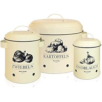 MamboCat Terracotta Tontöpfe Vorratsdosen-Set Kartoffel Zwiebel