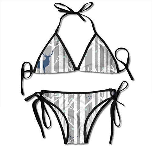 Preisvergleich Produktbild Hipiyoled Womens Bikini Walk in The Woods Pattern einstellbar Badeanzug