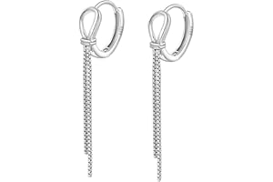 SLUYNZ 925 Pendientes de aro de plata esterlina Borla para mujeres Pendientes de aro colgantes de cadena para niñas adolescentes
