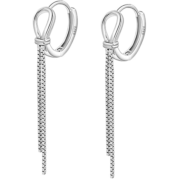 SLUYNZ 925 Argento CZ Penzolare Catena Orecchini Nappa Per