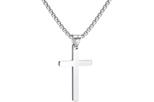 RWQIAN Stainless Steel Cross Necklace for Men Silver/Gold/Black Cross Necklace for Women Small Cross Pendant Necklace Simple Jewelry Cross Chain for Mens