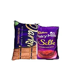 Smart Home Digitally Printed Reversible Pillow for Kids | Knitting Fabric Rectangular Shaped Cushion for Kids with Microfibre Filler (Dark Chocolate with Dairy Milk)