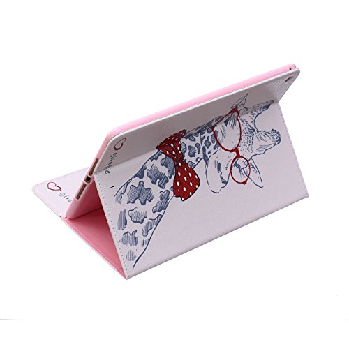iPad Air 2 Hülle, Deenor Bunt Painting und Stilvoll Brieftasche Tasche PU Leder Flip Protective Stand Tasche Schutzhülle Hülle für Apple iPad Air 2 iPad 6 Generation.[Giraffe] - 4