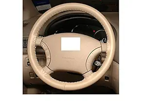 BIGZOOM Stalian Leather Beige Colour Car Steering Wheel Cover for Mahindra Logan