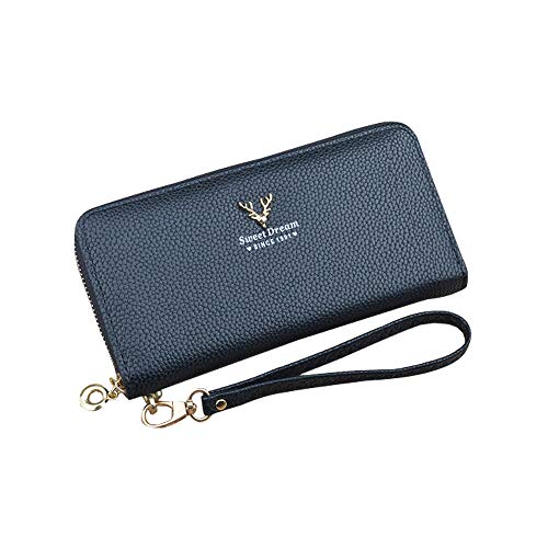 Elegant Damara Große Geldbörse Lange Geldbeutel PU Leder Geldbeutel Portemonnaie (Schwarz)