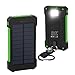 Produktbild Solar Charger External Battery Pack 15000mAh Hohe Kapazität Energien-Bank mit LED heller Doppel-USB-Sonnenkollektor-Aufladeeinheit für im Freien kampierenden kletternden Notfall (Grün-1)