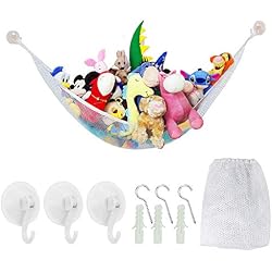 TANCUDER Grande Jouet Hamac avec 3 Crochets et 3 Ventouses Hamac Jouet de Rangement 140 * 100 * 100CM Filet pour Ranger Les Animaux en Peluche pour Les Jouets de Stockage