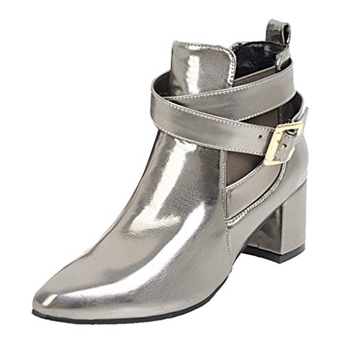 Preisvergleich Produktbild Damen Stiefel,Binggong Damen Lässige warme Schuhe Gürtelschnalle Stiefeletten Kurze Plüsch Retro Kurze Stiefel