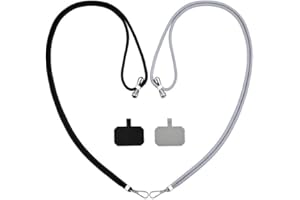 Qunfa Universal Handykette,Lanyard,2 Stück，Einstellbar und abnehmbar, Kompatibel mit iPhone/Samsung/Huawei (Schwarz Grau)。