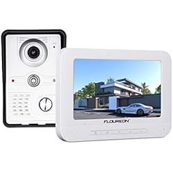 FLOUREON Sonnette de Porte Visuelle Filaire Moniteur LCD 7 Pouces Carillon Électronique Portier Vidéo Étanche Caméra Infrarouge Extérieur Vision Nocturne Visiophone Interphone pour Sécurité Domicile