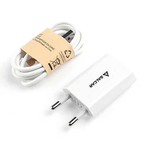 Salcar Ladegerät – 1 Meter Micro USB Kabel MicroUSB zu USB Ladekabel + 5V USB Netzteil Stecker Adapter für Samsung , Google Nexus 6P, HTC, Huawei, LG, Sony, Motorola, Nokia usw. (Weiß) - 3