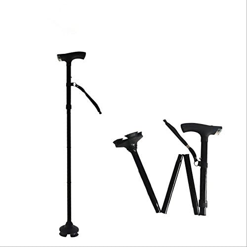 Four-bottom non-slip old cane, With flashlight function,Folding cane