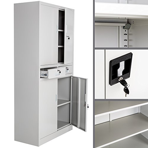 TecTake Armario archivador de Oficina metálico con 4 Puertas e 2