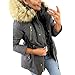 Produktbild TianWlio Mäntel Herbst Winter Damen Jacken Parka Warme Jacken Strickjacken Mode Winter Warm Military Kapuzenjacke Lässig Kunstpelz Mantel Outwear Dunkelgrau XXXL