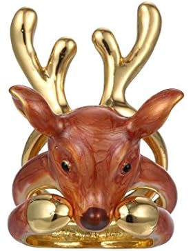 SiAura Material ® - 1x Ringset Hirsch, Innendurchmesser 16,5 & 17,7 mm, Goldfarben Braun