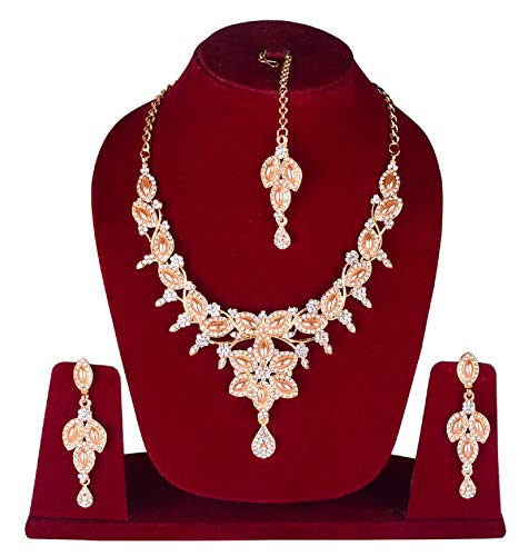 BOXO Party Necklace Set for Women Return Gift of Rakhi and Karwa Chauth 40 Gram Rose Gold Pack of 1