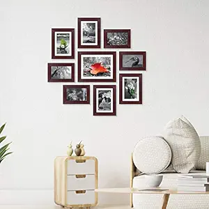 Random New Synthetic Collage Set of 9 Photo Frames (5 X 7 Inch - 4, 6 X 8 Inch - 4 & 8 X 10 Inch - 1), Rosewood