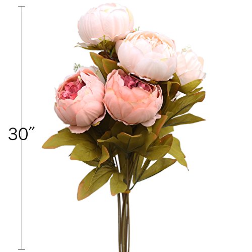 Luyue Schön Künstlich Blumen Pfingstrosen Künstliche Blume Blumenstrauß Für Hochzeit Party Fest Haus Büro Bar Dekor Rosa - 5