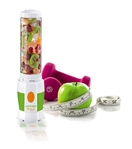 CONCEPT Hausgeräte sm3350 Smoothie Maker Shake and go mit 2 Flaschen, 500 ml, 180 W, 0,5 L, weiß / grün - 2