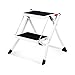 Produktbild PENGFEI Faltbare Stufenleiter Trittleiter Klappleiter Hocker Treppen 2 Schritte Hocker Multifunktion Metall Stuhl Fußbank Küche Rutschfest 4 Farben Hohe 44,5 Cm (Farbe : Weiß)