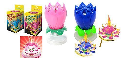 2 Musik Blumenkerzen rosa und blau Alles Gute zum Geburtstag mit Fontäne und Musik Kerzen Tortendeko Hochzeitsfontäne 14 Kerzen mit der bekannten Melodie "Happy Birthday"