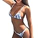 Produktbild Bekleidung Bikini Loveso Sommerkleider Damen Mode Elegante Retro blauen und weißen Blumenmuster Bikini Set Niet gepolsterte Bademode Bade Badeanzug ((Größe):34 (S), Blau)