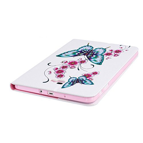 Galaxy Tab A 10.1 Hülle Case,Galaxy Tab A 10.1 Ledertasche,Ukayfe Muster Schutzhülle Leder Tasche für Samsung Galaxy Tab A 10.1 Zoll 2016 T580N/T585N,Bunte Retro Muster Drucks Blumen Slim Fit Folio PU leder Flip Cover im Bookstyle Kunstleder Schutzhülle Cover Tasche mit Ständer für Samsung Galaxy Tab A 10.1 Zoll 2016 T580N/T585N mit 1 x Schwarze Eingabestift (Blau Schmetterling Lila Blumen) - 5