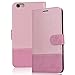 Produktbild VemMore für iPhone 6S / iPhone 6 PU Leder Hülle Flip Case, Vollständig Schützende Handy Hülle Wallet Case ID Card Slots Schutzhülle für iPhone 6S / iPhone 6 Bookstyle Ledertasche Tasche Cover Etui Schale mit Magnetverschluss Kartenfächer Standfunktion - Pink - Rose