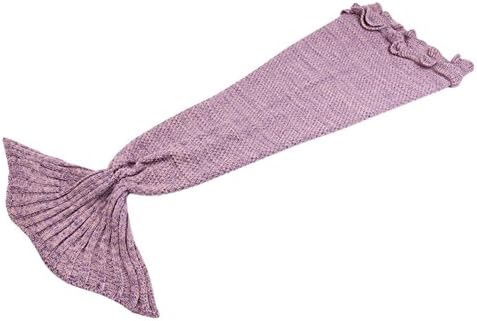 Handmade Mermaid Tail Blanket for Kids & Adults, Knitted Sofa Blanket for All Seasons, Super Soft & Warm Sleeping Bag Blanket for Sofa, Bedroom, Living Room (53.2"x25.6" (Kids), Pale Pinkish Grey)