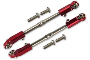 GPM Aluminium + Stainless Steel Adjustable Front Steering Tie Rod for Arrma 1:8 KRATON/Talion/Notorious/Outcast/KRATON V5 / Notorious V5 / 1:7 FIRETEAM - 2Pc Set Red