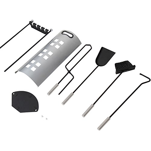 Jago Kaminbesteck-Set im modernen Design aus hochwertigem Edelstahl in Silber mit Schürhaken, Zange, Besen und Schaufel - 3