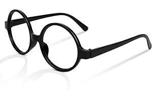 Aomig Retro Runde Brillen, Schwarz Ultra Light Gläser Zubehör zum Anziehen, Kostümzubehör für Halloween Weihnachten Karneval und Partys Cosplay