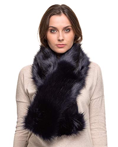 Futrzane Bufanda Cuello Mujer Bufanda de Piel de Zorro Sintética (Azul Marino)