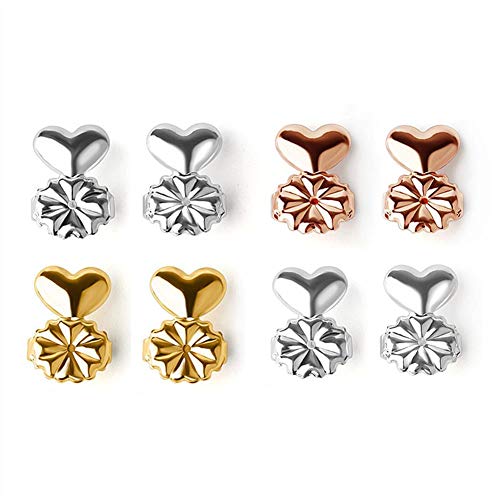 RUBOBUC 3 Pares de alzadores de Pendientes respaldos por el Arca - hipoalergénicos Ajustables 3 Pares Ajustables hipoalergénicos Almohadillas de Soporte del lóbulo de Oreja Oro Plata Color Oro Rosa